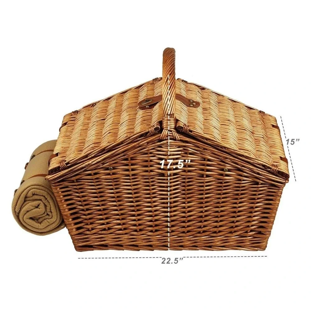 Picnic At Ascot Huntsman English-Style Willow Picnic Basket With Service For 4